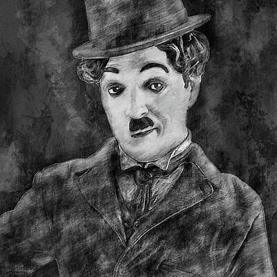 Celebrities Digital Art - Drawing of Charlie Chaplin by Art By Jeronimo