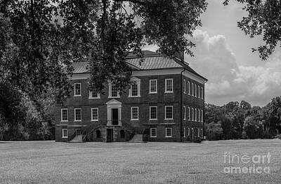 Vintage Ford - Drayton Hall Home Circa 1738 - Black and White by Dale Powell