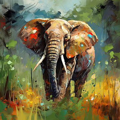 Impressionism Photos - Dream Of Me - Elephant Art by Lourry Legarde