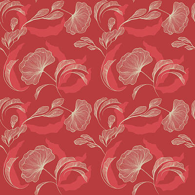 Royalty-Free and Rights-Managed Images - Dreamy Floral Pattern - Red by Studio Grafiikka