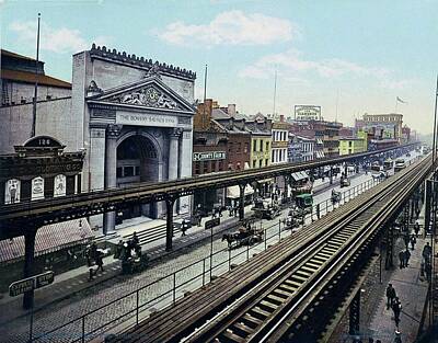 City Scenes Digital Art - Dreamy photochroms of New York City, 1900s - The Bowery by Celestial Images