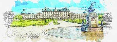 Abstract Skyline Paintings - .Drottningholm Palace 2 by Celestial Images