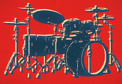 Musicians Mixed Media Rights Managed Images - Drum Set Pop Art Royalty-Free Image by Dan Sproul