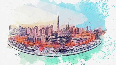 City Scenes Paintings - .Dubai, United Arab Emirates, UAE - No 1008 by Celestial Images