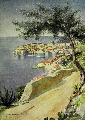 City Scenes Drawings - Dubrovnik Croatia T3 by Historic Illustrations