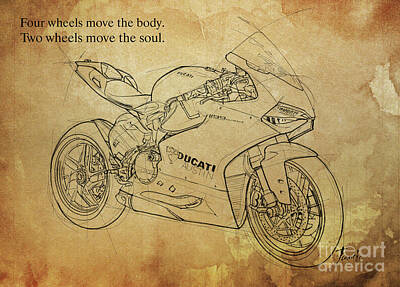 Cities Drawings - Ducati Panigale Austin Original Handmade drawing and Bike Quote by Drawspots Illustrations