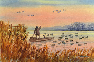 Birds Painting Rights Managed Images - Duck Hunting On A Perfect Day Royalty-Free Image by Bill Holkham