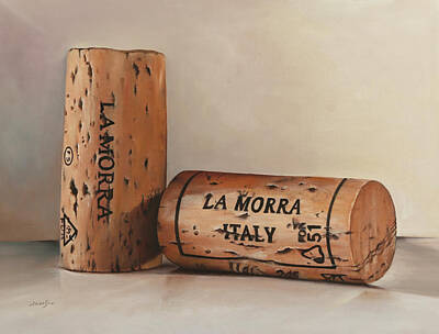 Wine Paintings - due tappi di La Morra by Danka Weitzen