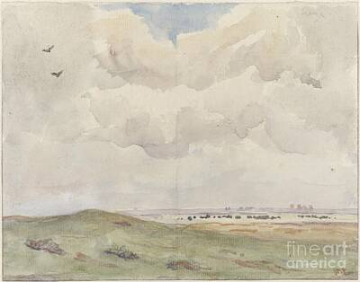 Celebrity Caricatures - Dune landscape with herd, Frans Smissaert, 1872 - 1944 by Shop Ability