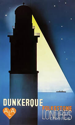 Kim Fearheiley Photography Royalty Free Images - Dunkirk Folkestone Ferry Art Deco Poster 1932 Royalty-Free Image by M G Whittingham