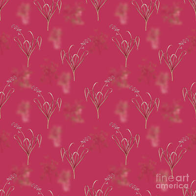 Food And Beverage Mixed Media - Dutch Hyacinth Botanical Seamless Pattern in Viva Magenta n.1016 by Holy Rock Design