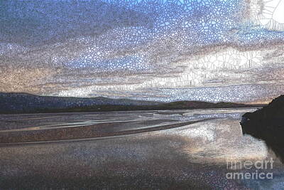Sheep - Dwyryd estuary, winter afternoon, stained glass effect by Paul Boizot