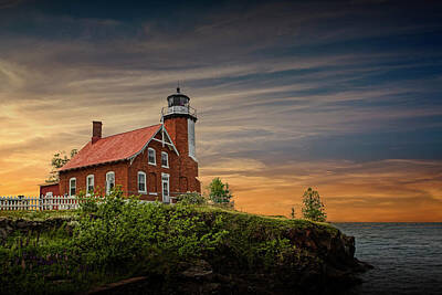 Randall Nyhof Royalty Free Images - Eagle Harbor Lighthouse at Sunset Royalty-Free Image by Randall Nyhof