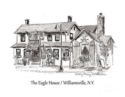 Best Sellers - Beer Drawings Royalty Free Images - Buffalo NY The Eagle House 1820s Williamsville Tavern Royalty-Free Image by Mary Kunz Goldman