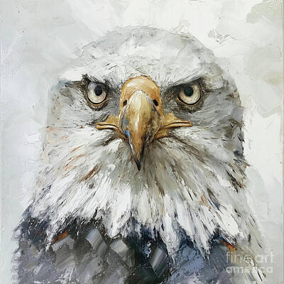 Birds Paintings - Eagle Stare by Tina LeCour