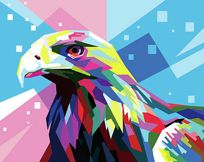 Birds Digital Art Rights Managed Images - Eagle Wpap Pop Art Royalty-Free Image by Ahmad Nusyirwan