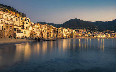 Giuseppe Cristiano - Early Evening Cefalu Sicily Shoreline by Joan Carroll