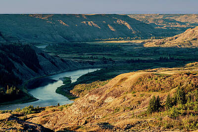 Vintage Signs - Early Morning Over the Red Deer River Valley  by Phil And Karen Rispin