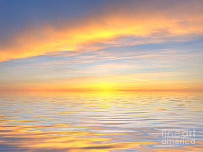 Abstract Skyline Digital Art Rights Managed Images - Early Morning Sunrise Seascape 02 Royalty-Free Image by Douglas Brown