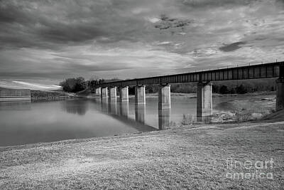 Vermeer Rights Managed Images - East Fork Trinity River Railraod bridge Royalty-Free Image by Jerry Editor