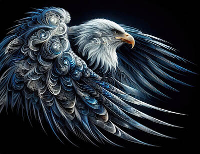 Birds Digital Art - Echoes of the Eagle by Bill and Linda Tiepelman
