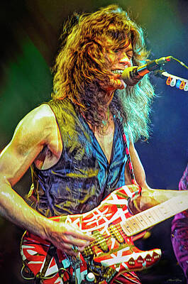Musicians Mixed Media Royalty Free Images - Eddie Van Halen Guitar Maestro Royalty-Free Image by Mal Bray
