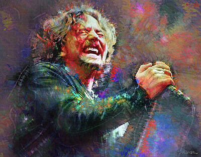 Musicians Mixed Media Rights Managed Images - Eddie Vedder Live Royalty-Free Image by Mal Bray