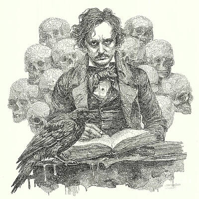 Landmarks Drawings - Edgar Allan Poe by Michael Volpicelli