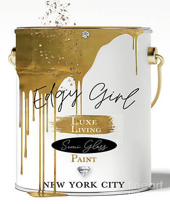City Scenes Paintings - Edgy Girl Gold Fashion Paint by Mindy Sommers