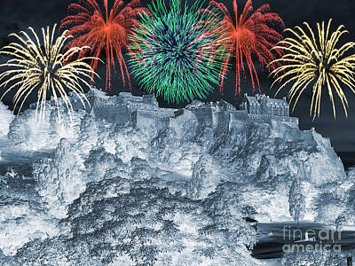 Science Collection - Edinburgh Castle Fireworks Digital Artwork 06 by Douglas Brown