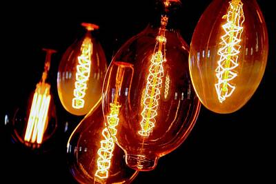 Typographic World Royalty Free Images - Edison Bulbs 1 of 4 - Color Royalty-Free Image by Keith Rousseau