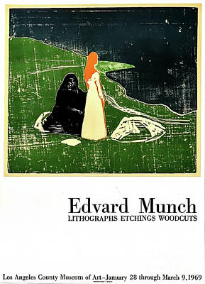 Cities Drawings - Edvard Munch Art Exhibition Poster Los Angeles 1969 by Edvard Munch