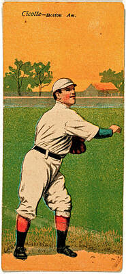 Baseball Digital Art - Edward V. Cicotte John Thoney, Boston Red Sox, baseball card portrait by Celestial Images