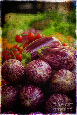 Fleetwood Mac - Eggplants in the Market - Rome by Mary Machare