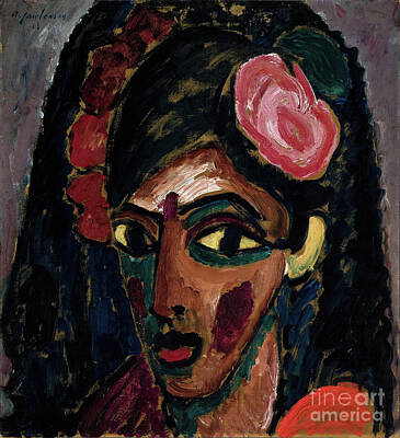 Cities Paintings - Egyptian Girl - Alexy von Jawlensky by Sad Hill - Bizarre Los Angeles Archive