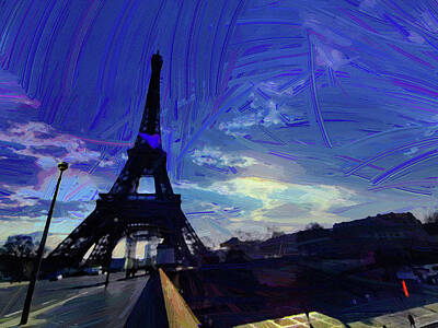 Royalty-Free and Rights-Managed Images - Eiffel Paris - Abstract Oil Painting by Ahmet Asar by Celestial Images