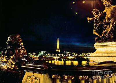 Paris Skyline Photos - Eiffel Tower from Pont Alexandre III at dusk by Michael McCormack