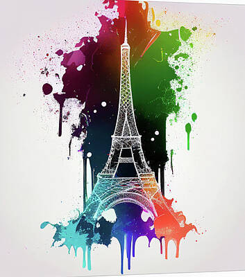 Paris Skyline Digital Art - Eiffel Tower Paris France by VRL Arts