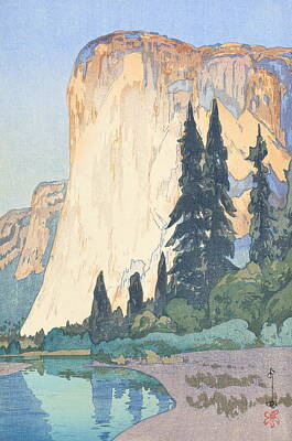 Landmarks Drawings - El Capitan Yosemite American Series By Yoshida Hiroshi by Yoshida Hiroshi