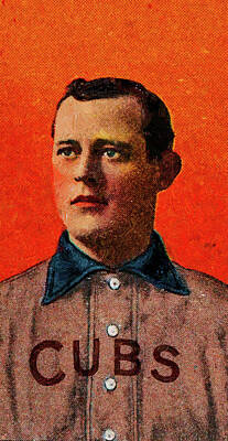 Baseball Royalty-Free and Rights-Managed Images - El Principe De Gales Harry Steinfeldt - Copy Baseball Game Cards Oil Painting  by Celestial Images