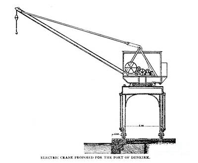 Cities Drawings - ELECTRIC CRANE PROPOSED FOR the port of Dunkirk, France aa2 by Historic Illustrations