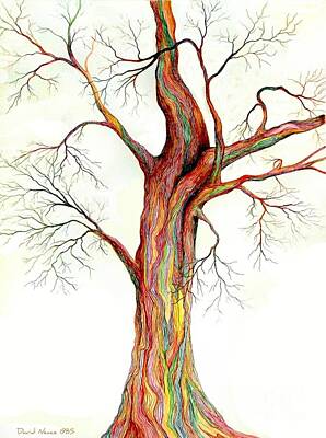 Surrealism Drawings - Electric Tree by David Neace