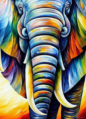 Animals Mixed Media - Elephant Oil Painting by Smart Aviation