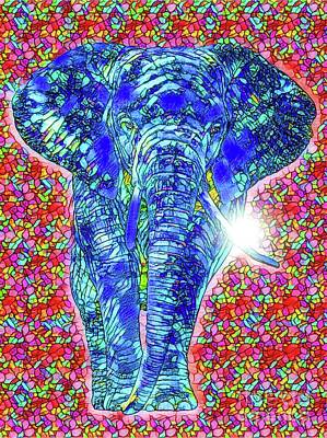 Mammals Mixed Media - Elephant Stained Glass  by Daniel Janda