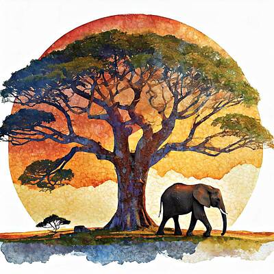 Animals Digital Art - Elephant walk by Elizabeth Mix