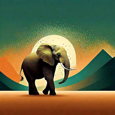 Mountain Digital Art - Elephantart by Elizabeth Mix