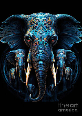 New Years Royalty Free Images - Elephants mammal DCCXXIX animal black background Royalty-Free Image by Rhys Jacobson