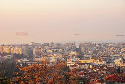 Multichromatic Abstracts - Elevated View of Thessaloniki City at Sunrise by Alexios Ntounas