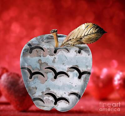 Wine Digital Art Royalty Free Images - Elixir Golden Apple  Royalty-Free Image by Alexandra Vusir