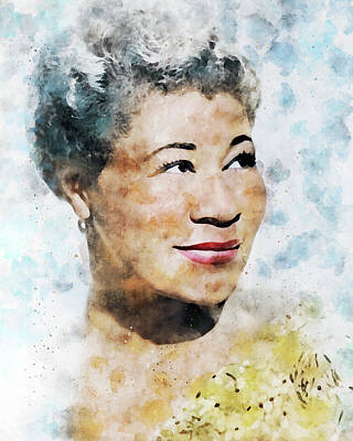 Jazz Painting Royalty Free Images - Ella Fitzgerald Watercolor Royalty-Free Image by Dan Sproul